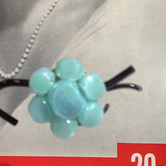 VINTAGE 1950s WEST GERMAN 2 STRAND  AQUA IRIDESCENT BEADED NECKLACE EARRINGS - Picture 4 of 8